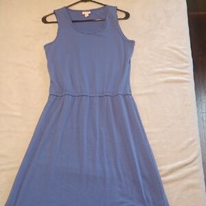 LuLaRoe Blue A-Line Midi Dress Scoop Neck Sleeveless